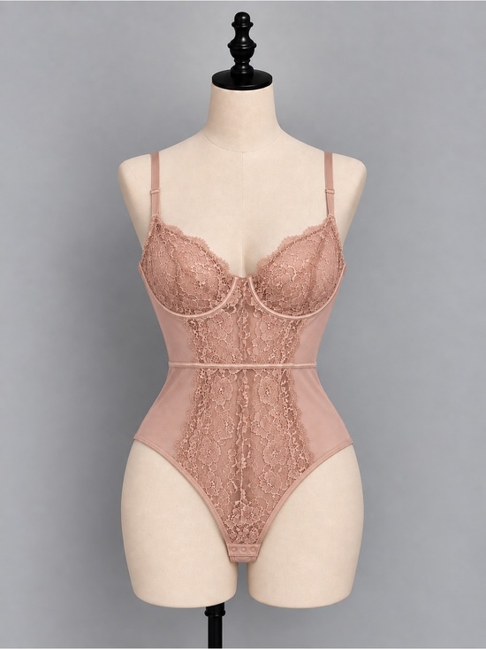 La Vie En Rose Tops - 🍒3/33$ La Vie En Rose Lace & Mesh Bodysuit - Blush